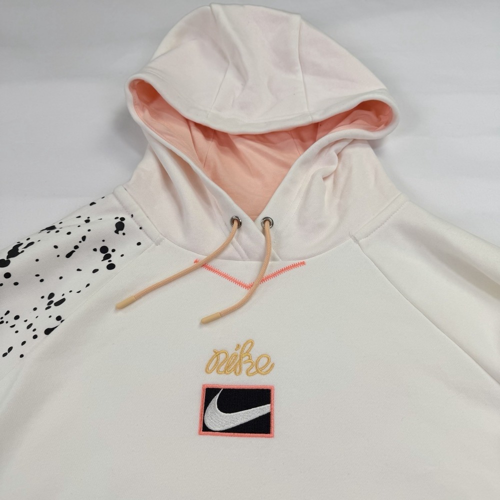 Nike Sportswear Just Do It Hoodie Sweatshirt White Pink Splatter Logo Women's L - Picture 2 of 15